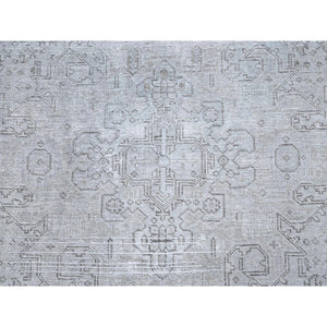 6'6"x9' Ash Gray, Vintage Persian Tabriz, Distressed, Sheared Low, Soft Wool, Hand Knotted, Oriental Rug FWR512376