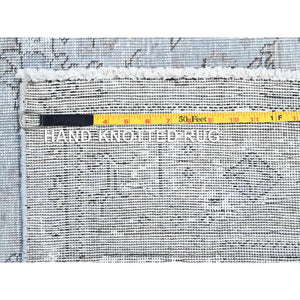6'6"x9' Ash Gray, Vintage Persian Tabriz, Distressed, Sheared Low, Soft Wool, Hand Knotted, Oriental Rug FWR512376