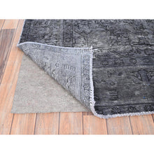 Load image into Gallery viewer, 6&#39;6&quot;x9&#39;6&quot; Slate Gray, Sheared Low, Overdyed, Worn Wool, Hand Knotted, Vintage Persian Tabriz, Distressed Look, Oriental Rug FWR512394