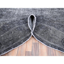 Load image into Gallery viewer, 6&#39;6&quot;x9&#39;6&quot; Slate Gray, Sheared Low, Overdyed, Worn Wool, Hand Knotted, Vintage Persian Tabriz, Distressed Look, Oriental Rug FWR512394