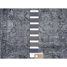 Load image into Gallery viewer, 6&#39;6&quot;x9&#39;6&quot; Slate Gray, Sheared Low, Overdyed, Worn Wool, Hand Knotted, Vintage Persian Tabriz, Distressed Look, Oriental Rug FWR512394