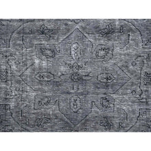 Load image into Gallery viewer, 6&#39;6&quot;x9&#39;6&quot; Slate Gray, Sheared Low, Overdyed, Worn Wool, Hand Knotted, Vintage Persian Tabriz, Distressed Look, Oriental Rug FWR512394