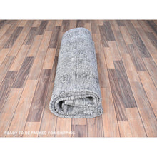 Load image into Gallery viewer, 6&#39;6&quot;x9&#39;6&quot; Slate Gray, Sheared Low, Overdyed, Worn Wool, Hand Knotted, Vintage Persian Tabriz, Distressed Look, Oriental Rug FWR512394