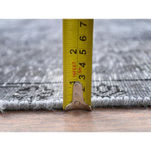 Load image into Gallery viewer, 6&#39;6&quot;x9&#39;6&quot; Slate Gray, Sheared Low, Overdyed, Worn Wool, Hand Knotted, Vintage Persian Tabriz, Distressed Look, Oriental Rug FWR512394