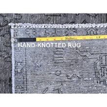 Load image into Gallery viewer, 6&#39;6&quot;x9&#39;6&quot; Slate Gray, Sheared Low, Overdyed, Worn Wool, Hand Knotted, Vintage Persian Tabriz, Distressed Look, Oriental Rug FWR512394