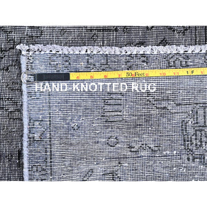 6'6"x9'6" Slate Gray, Sheared Low, Overdyed, Worn Wool, Hand Knotted, Vintage Persian Tabriz, Distressed Look, Oriental Rug FWR512394
