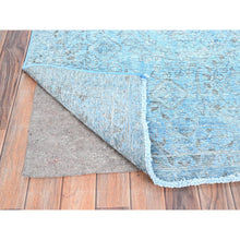 Load image into Gallery viewer, 5&#39;7&quot;x9&#39;2&quot; Baby Blue, Vintage Persian Tabriz, Distressed, Cropped Thin, Overdyed, Worn Wool, Hand Knotted, Oriental Rug FWR512400