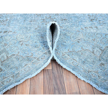 Load image into Gallery viewer, 5&#39;7&quot;x9&#39;2&quot; Baby Blue, Vintage Persian Tabriz, Distressed, Cropped Thin, Overdyed, Worn Wool, Hand Knotted, Oriental Rug FWR512400
