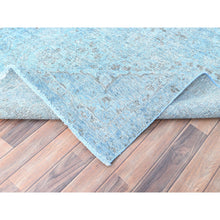 Load image into Gallery viewer, 5&#39;7&quot;x9&#39;2&quot; Baby Blue, Vintage Persian Tabriz, Distressed, Cropped Thin, Overdyed, Worn Wool, Hand Knotted, Oriental Rug FWR512400