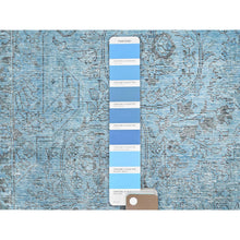 Load image into Gallery viewer, 5&#39;7&quot;x9&#39;2&quot; Baby Blue, Vintage Persian Tabriz, Distressed, Cropped Thin, Overdyed, Worn Wool, Hand Knotted, Oriental Rug FWR512400