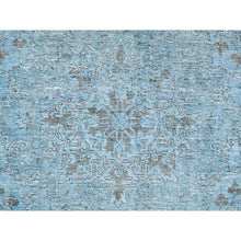 Load image into Gallery viewer, 5&#39;7&quot;x9&#39;2&quot; Baby Blue, Vintage Persian Tabriz, Distressed, Cropped Thin, Overdyed, Worn Wool, Hand Knotted, Oriental Rug FWR512400