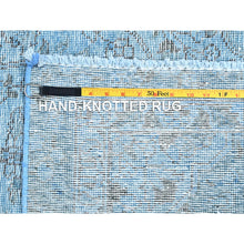 Load image into Gallery viewer, 5&#39;7&quot;x9&#39;2&quot; Baby Blue, Vintage Persian Tabriz, Distressed, Cropped Thin, Overdyed, Worn Wool, Hand Knotted, Oriental Rug FWR512400
