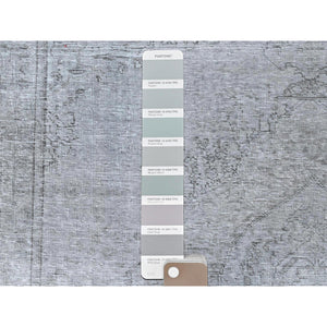 6'6"x9'6" Laid Gray, Vintage Persian Tabriz, Distressed Look, Sheared Low, Worn Wool, Hand Knotted, Oriental Rug FWR512412
