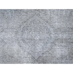 6'6"x9'6" Laid Gray, Vintage Persian Tabriz, Distressed Look, Sheared Low, Worn Wool, Hand Knotted, Oriental Rug FWR512412