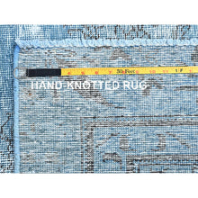 Load image into Gallery viewer, 5&#39;5&quot;x8&#39;10&quot; Powder Blue, Vintage Persian Tabriz, Distressed Look, Sheared Low, Overdyed, Worn Wool, Hand Knotted, Oriental Rug FWR512430