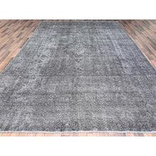 Load image into Gallery viewer, 9&#39;4&quot;x12&#39;10&quot; Thunder Gray, Vintage Persian Tabriz, Distressed, Cropped Thin, Overdyed, Worn Wool, Hand Knotted, Oriental Rug FWR512436
