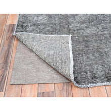 Load image into Gallery viewer, 9&#39;4&quot;x12&#39;10&quot; Thunder Gray, Vintage Persian Tabriz, Distressed, Cropped Thin, Overdyed, Worn Wool, Hand Knotted, Oriental Rug FWR512436