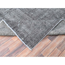 Load image into Gallery viewer, 9&#39;4&quot;x12&#39;10&quot; Thunder Gray, Vintage Persian Tabriz, Distressed, Cropped Thin, Overdyed, Worn Wool, Hand Knotted, Oriental Rug FWR512436