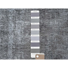 Load image into Gallery viewer, 9&#39;4&quot;x12&#39;10&quot; Thunder Gray, Vintage Persian Tabriz, Distressed, Cropped Thin, Overdyed, Worn Wool, Hand Knotted, Oriental Rug FWR512436