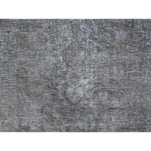 Load image into Gallery viewer, 9&#39;4&quot;x12&#39;10&quot; Thunder Gray, Vintage Persian Tabriz, Distressed, Cropped Thin, Overdyed, Worn Wool, Hand Knotted, Oriental Rug FWR512436