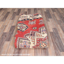 Load image into Gallery viewer, 8&#39;x8&#39; Crimson Red, Special Kazak With Geometric Medallions, Natural Dyes, Pure Wool, Hand Knotted, Round Oriental Rug FWR512520