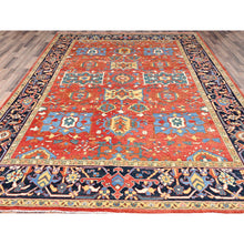 Load image into Gallery viewer, 9&#39;x11&#39;6&quot; Candy Red, Soft Wool, Dense Weave, Natural Dyes, Afghan Peshawar With Serapi Heriz Design, Hand Knotted, Oriental Rug FWR512616