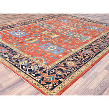 Load image into Gallery viewer, 9&#39;x11&#39;6&quot; Candy Red, Soft Wool, Dense Weave, Natural Dyes, Afghan Peshawar With Serapi Heriz Design, Hand Knotted, Oriental Rug FWR512616