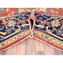 Load image into Gallery viewer, 9&#39;x11&#39;6&quot; Candy Red, Soft Wool, Dense Weave, Natural Dyes, Afghan Peshawar With Serapi Heriz Design, Hand Knotted, Oriental Rug FWR512616