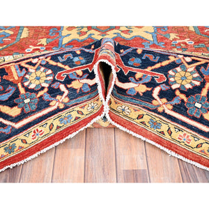 9'x11'6" Candy Red, Soft Wool, Dense Weave, Natural Dyes, Afghan Peshawar With Serapi Heriz Design, Hand Knotted, Oriental Rug FWR512616