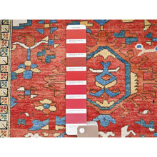 Load image into Gallery viewer, 9&#39;x11&#39;6&quot; Candy Red, Soft Wool, Dense Weave, Natural Dyes, Afghan Peshawar With Serapi Heriz Design, Hand Knotted, Oriental Rug FWR512616