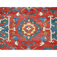 Load image into Gallery viewer, 9&#39;x11&#39;6&quot; Candy Red, Soft Wool, Dense Weave, Natural Dyes, Afghan Peshawar With Serapi Heriz Design, Hand Knotted, Oriental Rug FWR512616