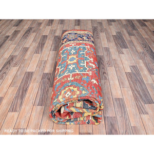 9'x11'6" Candy Red, Soft Wool, Dense Weave, Natural Dyes, Afghan Peshawar With Serapi Heriz Design, Hand Knotted, Oriental Rug FWR512616