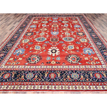 Load image into Gallery viewer, 9&#39;9&quot;x13&#39; Crimson Red, Afghan Peshawar With Serapi Heriz Design, Hand Knotted, Pure Wool, Natural Dyes, Dense Weave, Oriental Rug FWR512640