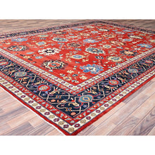 Load image into Gallery viewer, 9&#39;9&quot;x13&#39; Crimson Red, Afghan Peshawar With Serapi Heriz Design, Hand Knotted, Pure Wool, Natural Dyes, Dense Weave, Oriental Rug FWR512640
