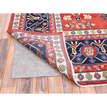 Load image into Gallery viewer, 9&#39;9&quot;x13&#39; Crimson Red, Afghan Peshawar With Serapi Heriz Design, Hand Knotted, Pure Wool, Natural Dyes, Dense Weave, Oriental Rug FWR512640
