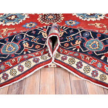 Load image into Gallery viewer, 9&#39;9&quot;x13&#39; Crimson Red, Afghan Peshawar With Serapi Heriz Design, Hand Knotted, Pure Wool, Natural Dyes, Dense Weave, Oriental Rug FWR512640