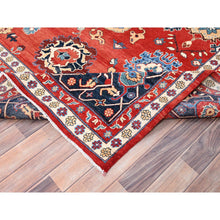 Load image into Gallery viewer, 9&#39;9&quot;x13&#39; Crimson Red, Afghan Peshawar With Serapi Heriz Design, Hand Knotted, Pure Wool, Natural Dyes, Dense Weave, Oriental Rug FWR512640