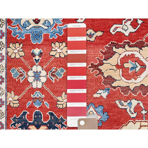 9'9"x13' Crimson Red, Afghan Peshawar With Serapi Heriz Design, Hand Knotted, Pure Wool, Natural Dyes, Dense Weave, Oriental Rug FWR512640