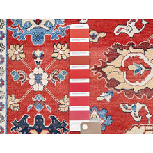 Load image into Gallery viewer, 9&#39;9&quot;x13&#39; Crimson Red, Afghan Peshawar With Serapi Heriz Design, Hand Knotted, Pure Wool, Natural Dyes, Dense Weave, Oriental Rug FWR512640