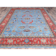 Load image into Gallery viewer, 9&#39;x11&#39;6&quot; Sky Blue, Vegetable Dyes, Extra Soft Wool, Afghan Peshawar With Serapi Heriz Design, Dense Weave, Hand Knotted, Oriental Rug FWR512682
