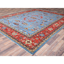 Load image into Gallery viewer, 9&#39;x11&#39;6&quot; Sky Blue, Vegetable Dyes, Extra Soft Wool, Afghan Peshawar With Serapi Heriz Design, Dense Weave, Hand Knotted, Oriental Rug FWR512682