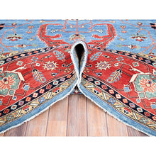 Load image into Gallery viewer, 9&#39;x11&#39;6&quot; Sky Blue, Vegetable Dyes, Extra Soft Wool, Afghan Peshawar With Serapi Heriz Design, Dense Weave, Hand Knotted, Oriental Rug FWR512682