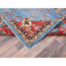 Load image into Gallery viewer, 9&#39;x11&#39;6&quot; Sky Blue, Vegetable Dyes, Extra Soft Wool, Afghan Peshawar With Serapi Heriz Design, Dense Weave, Hand Knotted, Oriental Rug FWR512682