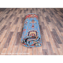 Load image into Gallery viewer, 9&#39;x11&#39;6&quot; Sky Blue, Vegetable Dyes, Extra Soft Wool, Afghan Peshawar With Serapi Heriz Design, Dense Weave, Hand Knotted, Oriental Rug FWR512682