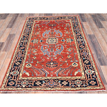 Load image into Gallery viewer, 3&#39;x5&#39; Chili Red, Hand Knotted, Afghan Peshawar with Serapi Heriz Design, Dense Weave, Natural Dyes, Extra Soft Wool, Oriental Rug FWR513072