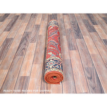 Load image into Gallery viewer, 3&#39;x5&#39; Chili Red, Hand Knotted, Afghan Peshawar with Serapi Heriz Design, Dense Weave, Natural Dyes, Extra Soft Wool, Oriental Rug FWR513072