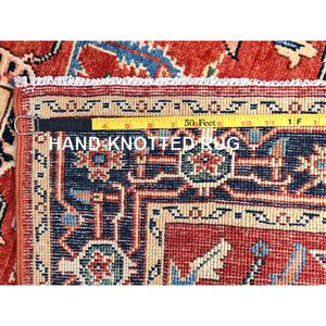 3'x5' Chili Red, Hand Knotted, Afghan Peshawar with Serapi Heriz Design, Dense Weave, Natural Dyes, Extra Soft Wool, Oriental Rug FWR513072