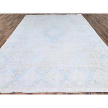 Load image into Gallery viewer, 9&#39;4&quot;x12&#39;3&quot; Spring White, Pure Wool, Hand Knotted, Vintage Persian Kerman, Washed Out, Evenly Worn, Cleaned with Sides and Edges Professionally Secured, Oriental Rug FWR513150