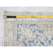 Load image into Gallery viewer, 9&#39;4&quot;x12&#39;3&quot; Spring White, Pure Wool, Hand Knotted, Vintage Persian Kerman, Washed Out, Evenly Worn, Cleaned with Sides and Edges Professionally Secured, Oriental Rug FWR513150