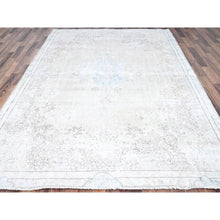 Load image into Gallery viewer, 7&#39;2&quot;x9&#39;10&quot; Alabaster White, Natural Wool, Hand Knotted, Vintage Persian Kerman, Washed Out, Evenly Worn, Cleaned with Sides and Edges Professionally Secured, Oriental Rug FWR513174